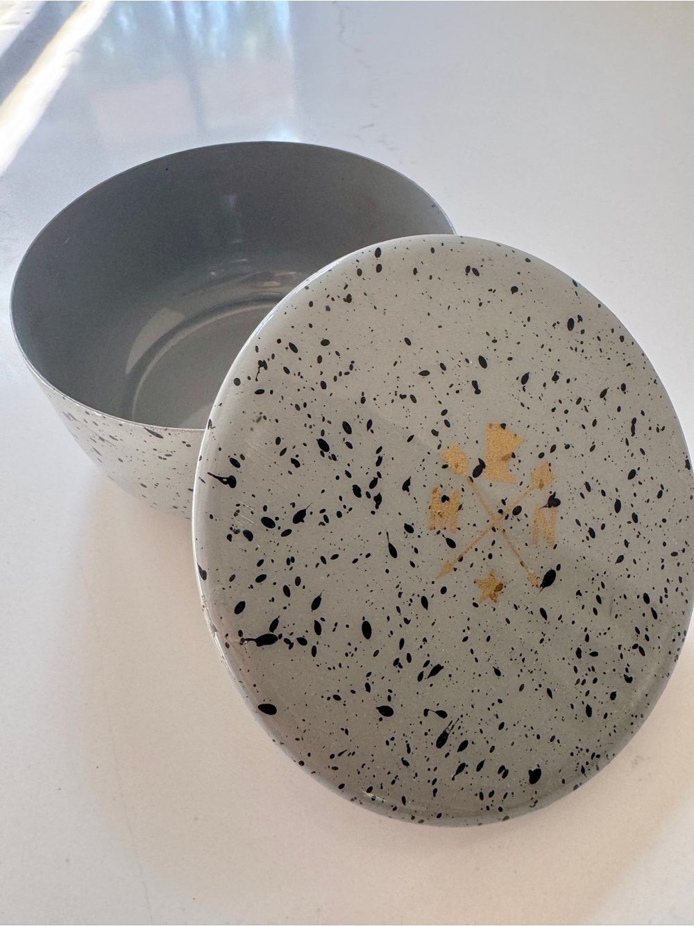 Minnesota Gray Speckled Lidded Trinket Dish / Storage Container